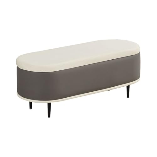 Moderne Ovale Ottomane Als Fußstütze, Schuhbank Mit Stauraum Für Den Eingangsbereich, Hocker Mit Metallbeinen Am Fußende des Bettes, Spielzeugkiste Als Fußhocker(Dark Grey,100cm) von YCKEGEW