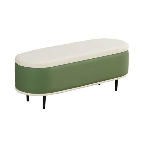 Moderne Ovale Ottomane Als Fußstütze, Schuhbank Mit Stauraum Für Den Eingangsbereich, Hocker Mit Metallbeinen Am Fußende des Bettes, Spielzeugkiste Als Fußhocker(Groen,120cm) von YCKEGEW