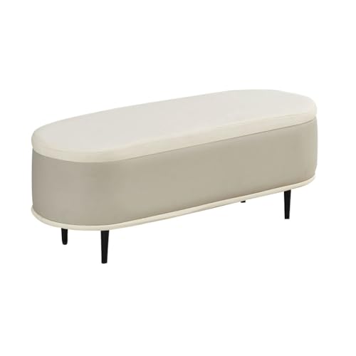 Moderne Ovale Ottomane Als Fußstütze, Schuhbank Mit Stauraum Für Den Eingangsbereich, Hocker Mit Metallbeinen Am Fußende des Bettes, Spielzeugkiste Als Fußhocker(Light Grey,120cm) von YCKEGEW