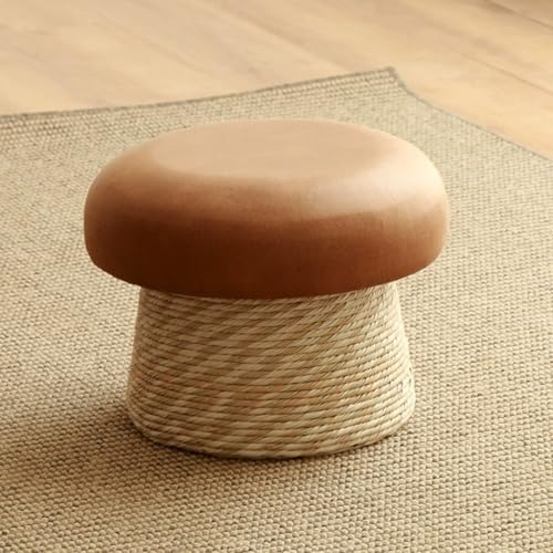 Pilz-Hocker Hocker Zum Schuhewechseln, Kleine Niedrige Bank Für Das Wohnzimmer Couchtisch, Runder Gepolsterter Sitz Fußstützenhocker Sitzbank Für Kinder(Beige,40x30cm) von YCKEGEW