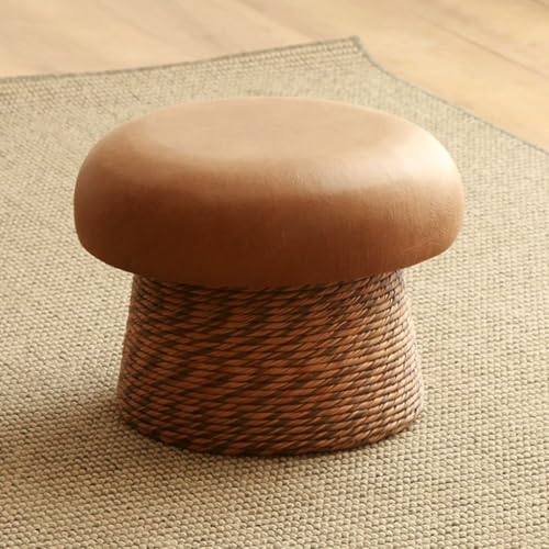 Pilz-Hocker Hocker Zum Schuhewechseln, Kleine Niedrige Bank Für Das Wohnzimmer Couchtisch, Runder Gepolsterter Sitz Fußstützenhocker Sitzbank Für Kinder(Bruin,40x30cm) von YCKEGEW