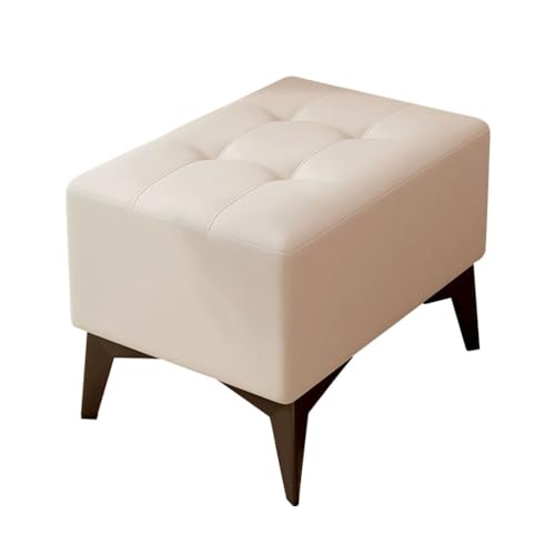 Rechteckige Fußstütze Für Das Wohnzimmer, Niedriger Hocker Zum Schuhewechseln, Lederhocker Mit Metallbeinen, Moderne Fußstütze Für Das Schlafzimmer(Milky White) von YCKEGEW