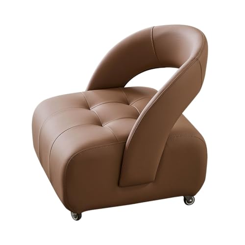 Teebank mit Rollen, Hocker mit Rückenlehne, Stuhl mit Schuhwechsel-Rückenlehne, gepolsterte Sofahocker mit Lederpolsterung, Flexible Mobile Drehung, for Schlafzimmer und Wohnzimmer(Coffee Brown,S) von YCKEGEW