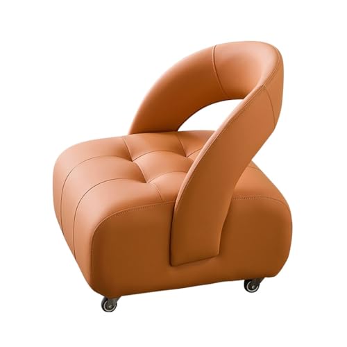 Teebank mit Rollen, Hocker mit Rückenlehne, Stuhl mit Schuhwechsel-Rückenlehne, gepolsterte Sofahocker mit Lederpolsterung, Flexible Mobile Drehung, for Schlafzimmer und Wohnzimmer(Orange,L) von YCKEGEW