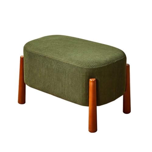 YCKEGEW 12,5" Kleiner Fußhocker, Sofa-Bank Mit Cordbezug Pouf-Fußstütze Mit Holzbeinen, Schuhbank Für Den Flur Trittstühle Für Wohnzimmer, Schlafzimmer, Eingangsbereich(Groen) von YCKEGEW