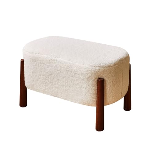 YCKEGEW 12,5" Kleiner Fußhocker, Sofa-Bank Mit Cordbezug Pouf-Fußstütze Mit Holzbeinen, Schuhbank Für Den Flur Trittstühle Für Wohnzimmer, Schlafzimmer, Eingangsbereich(Teddy Tong) von YCKEGEW