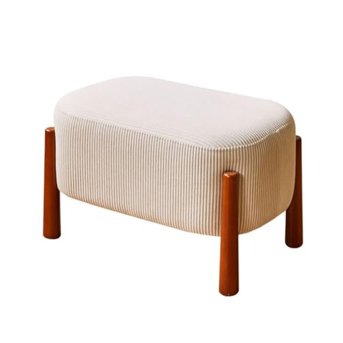 YCKEGEW 12,5" Kleiner Fußhocker, Sofa-Bank Mit Cordbezug Pouf-Fußstütze Mit Holzbeinen, Schuhbank Für Den Flur Trittstühle Für Wohnzimmer, Schlafzimmer, Eingangsbereich(White) von YCKEGEW