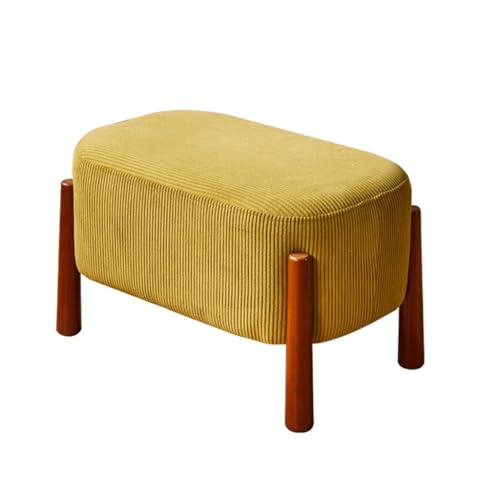 YCKEGEW 12,5" Kleiner Fußhocker, Sofa-Bank Mit Cordbezug Pouf-Fußstütze Mit Holzbeinen, Schuhbank Für Den Flur Trittstühle Für Wohnzimmer, Schlafzimmer, Eingangsbereich(Yellow) von YCKEGEW