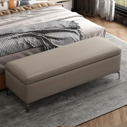 YCKEGEW Bettbank-Ottomane, Extra Großer Stauraumkasten Mit Gepolstertem Sitzhocker,Leder-Fußstütze Sofahocker Für Das Wohnzimmer,Fußhocker Mit Klappbarer Oberseite(Camel,60cm) von YCKEGEW