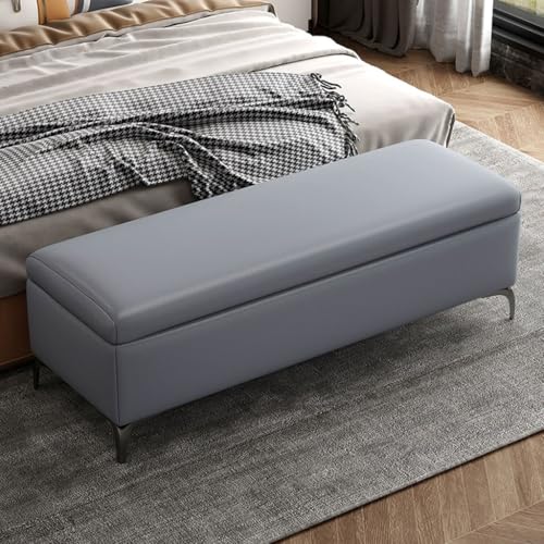 YCKEGEW Bettbank-Ottomane, Extra Großer Stauraumkasten Mit Gepolstertem Sitzhocker,Leder-Fußstütze Sofahocker Für Das Wohnzimmer,Fußhocker Mit Klappbarer Oberseite(Dark Grey,70cm) von YCKEGEW