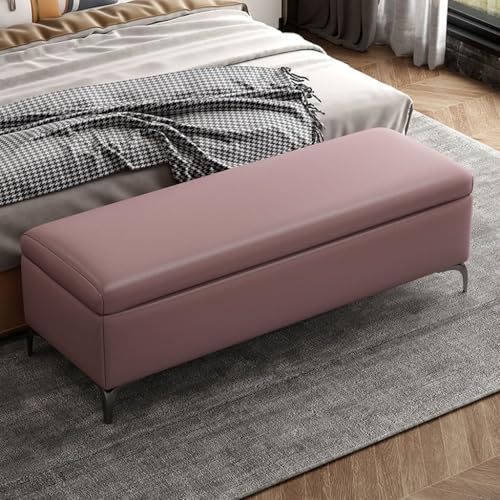 YCKEGEW Bettbank-Ottomane, Extra Großer Stauraumkasten Mit Gepolstertem Sitzhocker,Leder-Fußstütze Sofahocker Für Das Wohnzimmer,Fußhocker Mit Klappbarer Oberseite(Pinkish Purple,70cm) von YCKEGEW