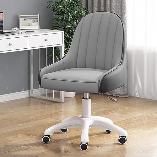 YCKEGEW Büro-Drehstuhl Arbeitszimmerstuhl Leder Schreibtischstuhl Räder Ergonomischer Copmuter-Stuhl, Höhenverstellbar, Moderner Schlafzimmersessel Vanity Stuhl (Color : Grey) von YCKEGEW