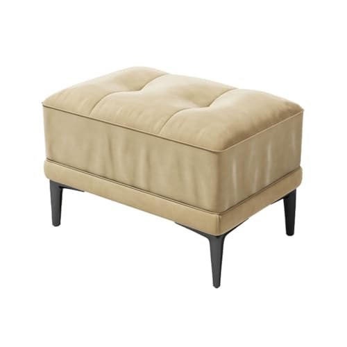 YCKEGEW Fußhocker Aus Wildleder-Samtstoff Moderner Wohnzimmer-Sofahocker, Pouf-Hocker Schuhbank Für Den Eingangsbereich, Kleiner Tritthocker Mit Weichem Sitz(Beige,Rectangular) von YCKEGEW