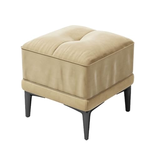 YCKEGEW Fußhocker Aus Wildleder-Samtstoff Moderner Wohnzimmer-Sofahocker, Pouf-Hocker Schuhbank Für Den Eingangsbereich, Kleiner Tritthocker Mit Weichem Sitz(Beige,Square) von YCKEGEW