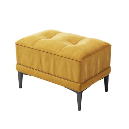 YCKEGEW Fußhocker Aus Wildleder-Samtstoff Moderner Wohnzimmer-Sofahocker, Pouf-Hocker Schuhbank Für Den Eingangsbereich, Kleiner Tritthocker Mit Weichem Sitz(Yellow,Rectangular) von YCKEGEW