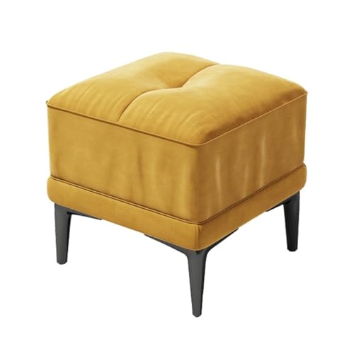 YCKEGEW Fußhocker Aus Wildleder-Samtstoff Moderner Wohnzimmer-Sofahocker, Pouf-Hocker Schuhbank Für Den Eingangsbereich, Kleiner Tritthocker Mit Weichem Sitz(Yellow,Square) von YCKEGEW