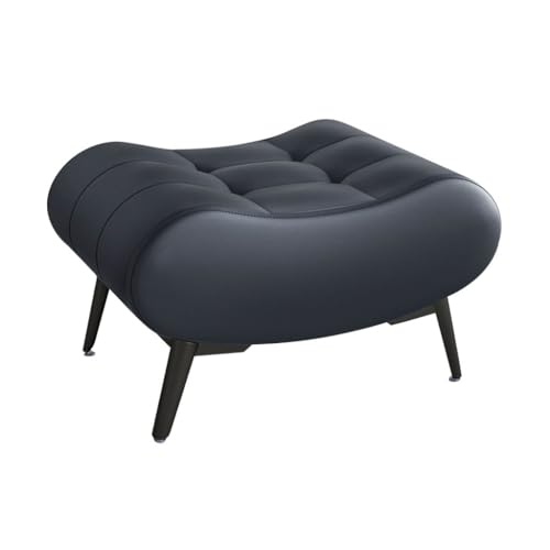 YCKEGEW Fußhocker Ottoman Gepolsterte Leder-Ottoman-Fußstütze Für Sofa, Kleine Schuhwechselhocker Für Den Eingangsbereich Mit Metallbeinen, Trittleiter(Black,L) von YCKEGEW