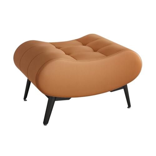 YCKEGEW Fußhocker Ottoman Gepolsterte Leder-Ottoman-Fußstütze Für Sofa, Kleine Schuhwechselhocker Für Den Eingangsbereich Mit Metallbeinen, Trittleiter(Dark orange,Extra Large) von YCKEGEW