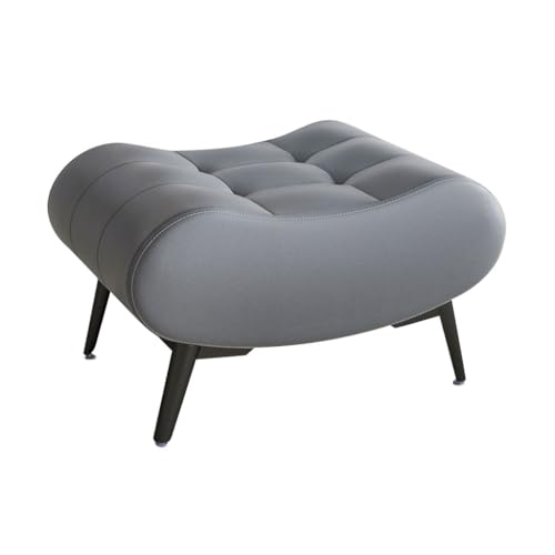 YCKEGEW Fußhocker Ottoman Gepolsterte Leder-Ottoman-Fußstütze Für Sofa, Kleine Schuhwechselhocker Für Den Eingangsbereich Mit Metallbeinen, Trittleiter(Grey,L) von YCKEGEW