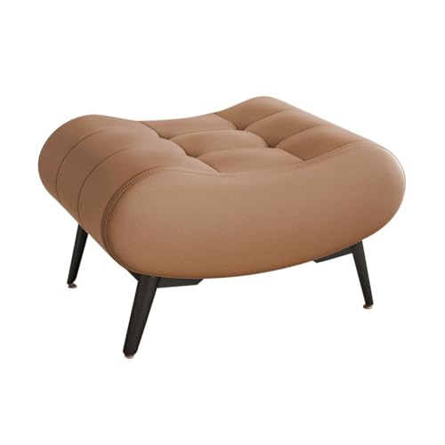 YCKEGEW Fußhocker Ottoman Gepolsterte Leder-Ottoman-Fußstütze Für Sofa, Kleine Schuhwechselhocker Für Den Eingangsbereich Mit Metallbeinen, Trittleiter(Light Brown,Extra Large) von YCKEGEW