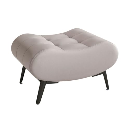 YCKEGEW Fußhocker Ottoman Gepolsterte Leder-Ottoman-Fußstütze Für Sofa, Kleine Schuhwechselhocker Für Den Eingangsbereich Mit Metallbeinen, Trittleiter(Light Grey,Extra Large) von YCKEGEW