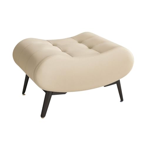 YCKEGEW Fußhocker Ottoman Gepolsterte Leder-Ottoman-Fußstütze Für Sofa, Kleine Schuhwechselhocker Für Den Eingangsbereich Mit Metallbeinen, Trittleiter(Milky White,Extra Large) von YCKEGEW