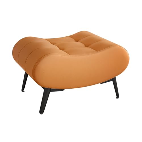 YCKEGEW Fußhocker Ottoman Gepolsterte Leder-Ottoman-Fußstütze Für Sofa, Kleine Schuhwechselhocker Für Den Eingangsbereich Mit Metallbeinen, Trittleiter(Orange,L) von YCKEGEW
