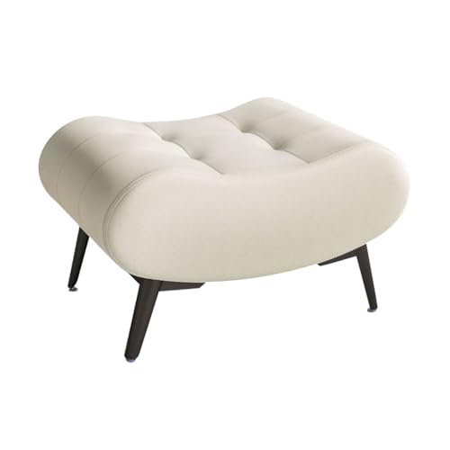 YCKEGEW Fußhocker Ottoman Gepolsterte Leder-Ottoman-Fußstütze Für Sofa, Kleine Schuhwechselhocker Für Den Eingangsbereich Mit Metallbeinen, Trittleiter(White,Extra Large) von YCKEGEW