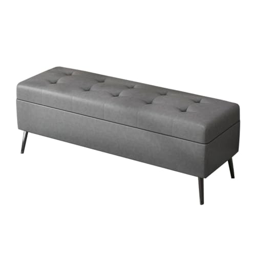 YCKEGEW Fußstütze Mit Stauraum Großer Stauraumsitz Bettbank Mit Verschließbarem Deckel,Gesteppte Stauraumbank Für Wohnzimmer, Eingangsbereich Oder Schlafzimmer(Dark Grey,120cm) von YCKEGEW