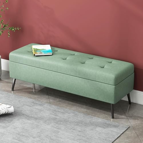 YCKEGEW Fußstütze Mit Stauraum Großer Stauraumsitz Bettbank Mit Verschließbarem Deckel,Gesteppte Stauraumbank Für Wohnzimmer, Eingangsbereich Oder Schlafzimmer(Groen,90cm) von YCKEGEW