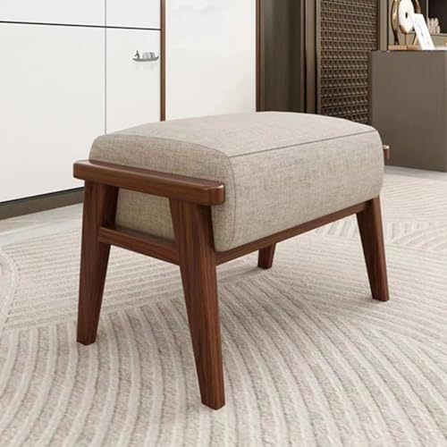 YCKEGEW Fußstützen-Trittstühle Aus Leinenstoff, Retro-Schminkstühle Kleine Akzent-Ottomane Mit Abnehmbarem Dickem Baumwollkissen, Fußstütze Für Entspanntes Leinen Unter Dem Schreibtisch von YCKEGEW