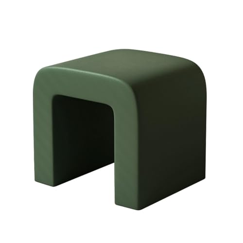 YCKEGEW Gewölbter Waschtischhocker Ankleidestühle Moderner Ottoman-Fußhocker Sofa-Bank, Zusätzlicher Sitzplatz Für Schminkzimmer, Wohnzimmer, Eingangsbereich, Büro(Dark Green-PU) von YCKEGEW