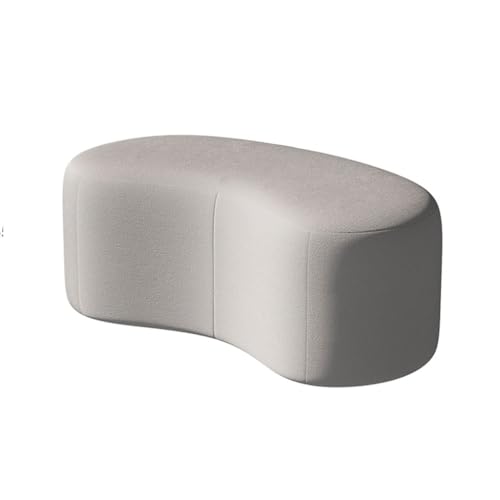 YCKEGEW Halbmondförmiger Ottomane, 80 cm, Eingangsbank for Schuhewechseln, Fußhocker for die Couch im Wohnzimmer, Fenstersitz for Entspannen in der Freizeit(Light Grey) von YCKEGEW