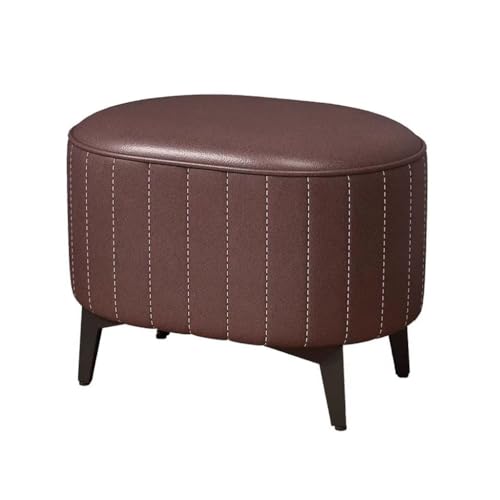 YCKEGEW Kleine Ovale Fußhocker, Niedrig Sofahocker Mit Weichem Sitzkissen, Schuhwechselbank Für Den Eingangsbereich Mit Metallbeinen, Pouf, Niedrige Ottomane Als Fußstütze(Bruin) von YCKEGEW