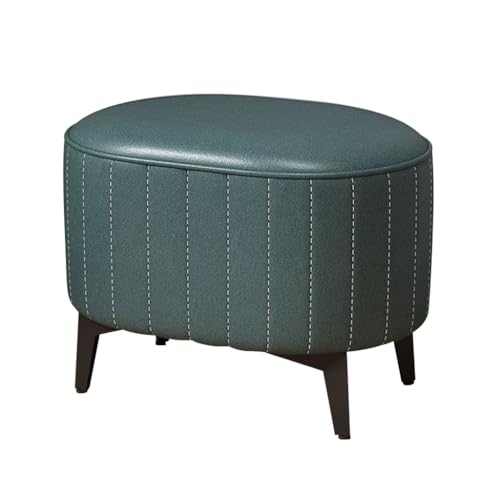 YCKEGEW Kleine Ovale Fußhocker, Niedrig Sofahocker Mit Weichem Sitzkissen, Schuhwechselbank Für Den Eingangsbereich Mit Metallbeinen, Pouf, Niedrige Ottomane Als Fußstütze(Dark Green) von YCKEGEW