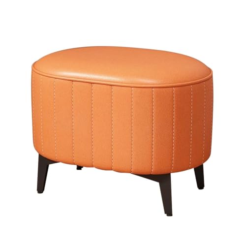 YCKEGEW Kleine Ovale Fußhocker, Niedrig Sofahocker Mit Weichem Sitzkissen, Schuhwechselbank Für Den Eingangsbereich Mit Metallbeinen, Pouf, Niedrige Ottomane Als Fußstütze(Orange) von YCKEGEW