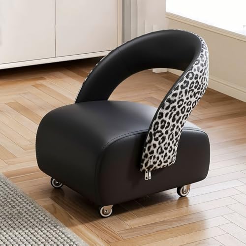 YCKEGEW Kleine Sitzbank Mit Rollen Niedrige Lederhocker, Rollbare Sitzbank Für Wohnzimmer, Schlafzimmer Und Eingangsbereich, Fußstütze Für Couch, Dick Gepolstert(Black 1) von YCKEGEW