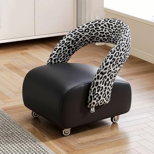 YCKEGEW Kleine Sitzbank Mit Rollen Niedrige Lederhocker, Rollbare Sitzbank Für Wohnzimmer, Schlafzimmer Und Eingangsbereich, Fußstütze Für Couch, Dick Gepolstert(Black 3) von YCKEGEW