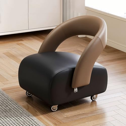 YCKEGEW Kleine Sitzbank Mit Rollen Niedrige Lederhocker, Rollbare Sitzbank Für Wohnzimmer, Schlafzimmer Und Eingangsbereich, Fußstütze Für Couch, Dick Gepolstert(Black 4) von YCKEGEW