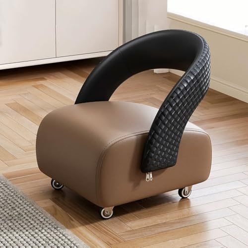 YCKEGEW Kleine Sitzbank Mit Rollen Niedrige Lederhocker, Rollbare Sitzbank Für Wohnzimmer, Schlafzimmer Und Eingangsbereich, Fußstütze Für Couch, Dick Gepolstert(Coffee Brown) von YCKEGEW