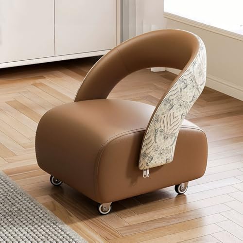 YCKEGEW Kleine Sitzbank Mit Rollen Niedrige Lederhocker, Rollbare Sitzbank Für Wohnzimmer, Schlafzimmer Und Eingangsbereich, Fußstütze Für Couch, Dick Gepolstert(Khaki 1) von YCKEGEW