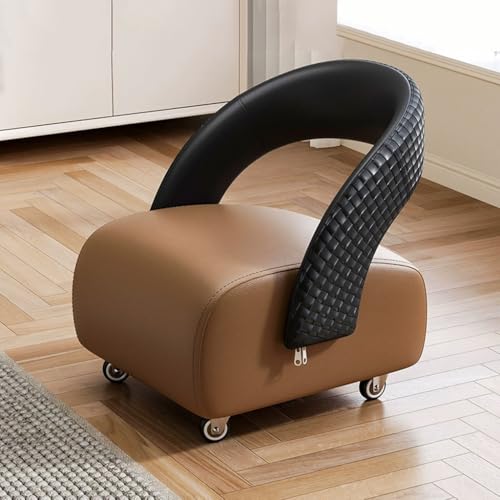 YCKEGEW Kleine Sitzbank Mit Rollen Niedrige Lederhocker, Rollbare Sitzbank Für Wohnzimmer, Schlafzimmer Und Eingangsbereich, Fußstütze Für Couch, Dick Gepolstert(Khaki 2) von YCKEGEW