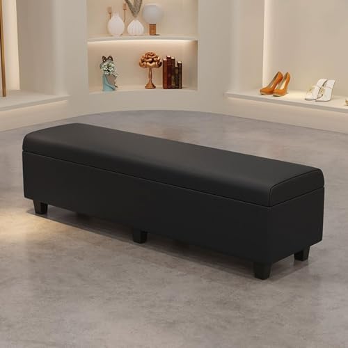 YCKEGEW Lange Aufbewahrungsbank Für Schlafzimmer Und Wohnzimmer,rechteckige Moderne Ottomane,Schuhhocker Für Den Eingangsbereich, Bänke Für Das Ende des Bettes(Black,70cm) von YCKEGEW