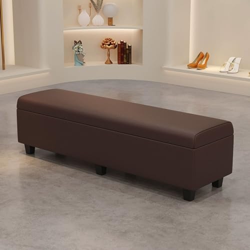 YCKEGEW Lange Aufbewahrungsbank Für Schlafzimmer Und Wohnzimmer,rechteckige Moderne Ottomane,Schuhhocker Für Den Eingangsbereich, Bänke Für Das Ende des Bettes(Coffee,80cm) von YCKEGEW