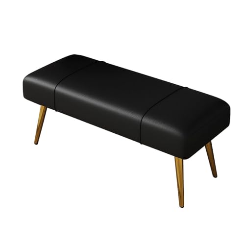 YCKEGEW Lange Bettbank Gepolsterte Bank Für Den Eingangsbereich Zum Schuhewechseln, Moderne Ottomane Mit Gepolstertem Sitz Und Metallgestell Für Wohnzimmer Und Büro(Black,80cm) von YCKEGEW