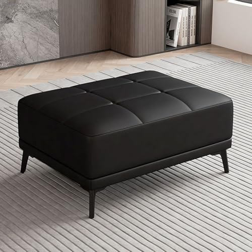 YCKEGEW Leder-Ottomane Fußhocker Für Couch Und Wohnzimmer, Kurze Gepolsterte Bank Für Das Fußende des Bettes, Mit Metallbeinen, Moderne Multifunktionale Hocker(Black) von YCKEGEW