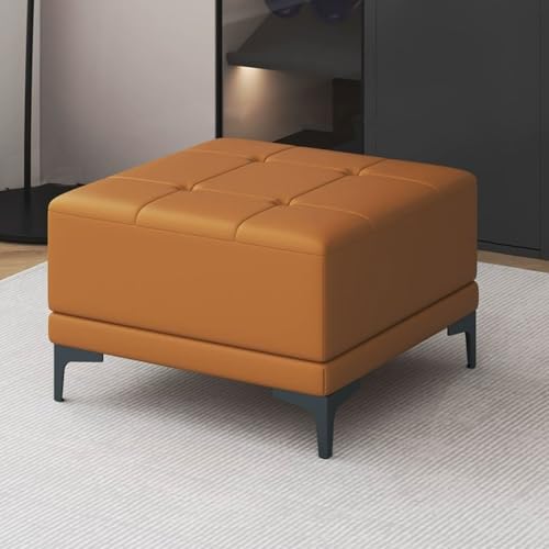 YCKEGEW Leder-Ottomane Fußhocker Für Couch Und Wohnzimmer, Kurze Gepolsterte Bank Für Das Fußende des Bettes, Mit Metallbeinen, Moderne Multifunktionale Hocker(Bruin) von YCKEGEW