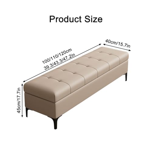 YCKEGEW Leder-Ottomane Mit Stauraum,extra Große Bettbank, Fensterbank-Fußstütze Sofa-Hocker, Gepolsterte Ottomane Mit Knopfverzierung(Coffee,110cm) von YCKEGEW