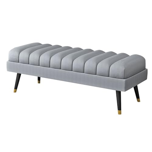 YCKEGEW Long Bedroom Bench Seat Velvet Upholstered Loung Sofa Stool for Living Room,Changing Shoes Stool for Entrance,Contemporary Home Decor Ottoman(Grey,80cm) von YCKEGEW