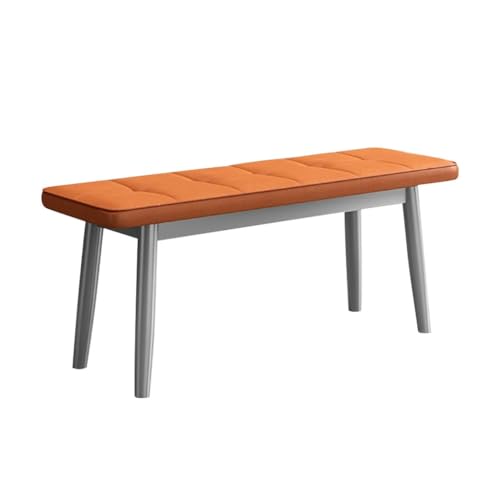 YCKEGEW Massivholzbank Lange Esszimmerbank Mit Gepolstertem Sitz, Bettbank Für Das Schlafzimmer, Freizeit-Sofa-Fußhocker, Fensterbank, Schuhbänke(Orange-A,100cm) von YCKEGEW